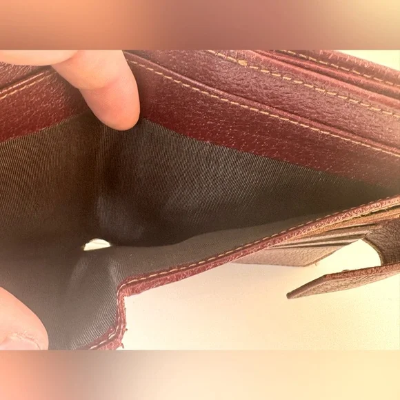 Gucci Wallet GG Supreme Bifold with Oxblood Leather & Logo Bar Plaque Authentic - Picture 8 of 16